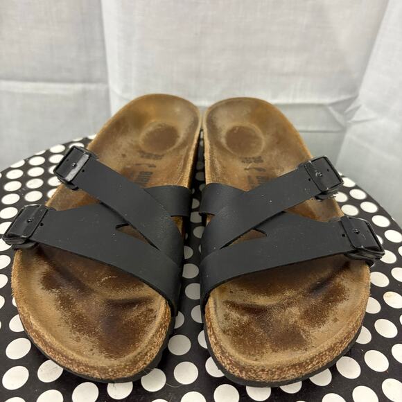Birkenstock Yao Slide Sandals Womens Size 38 US Size 7-7.5 Narrow Black Leather - Picture 6 of 6